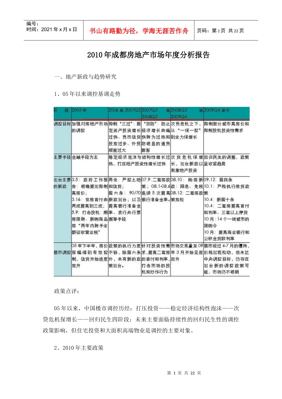 XXXX年成都房地产市场年度分析报告_21页_第1页