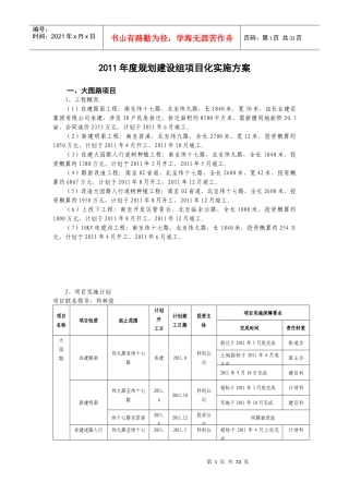 XXXX年度规划建设组项目化实施方案(修改稿)