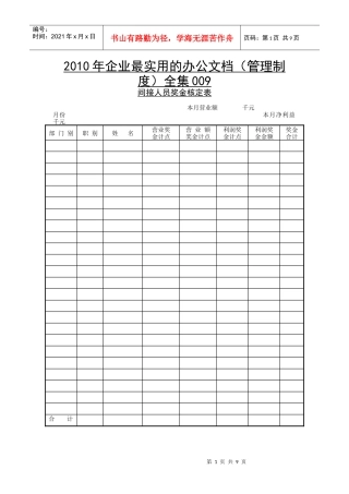 XXXX年企业最实用的办公文档(管理制度)全集009