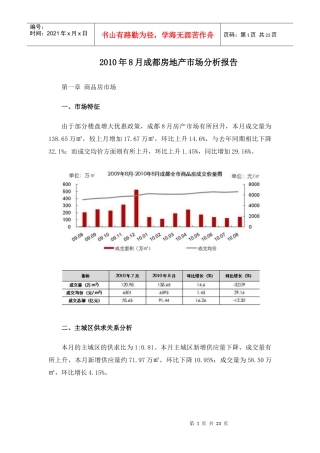 XXXX年8月成都房地产市场分析报告_21页