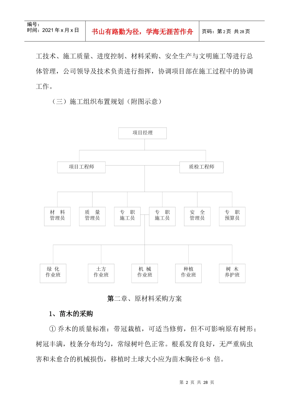 XXXX高速路景观绿化施工组织设计_第2页
