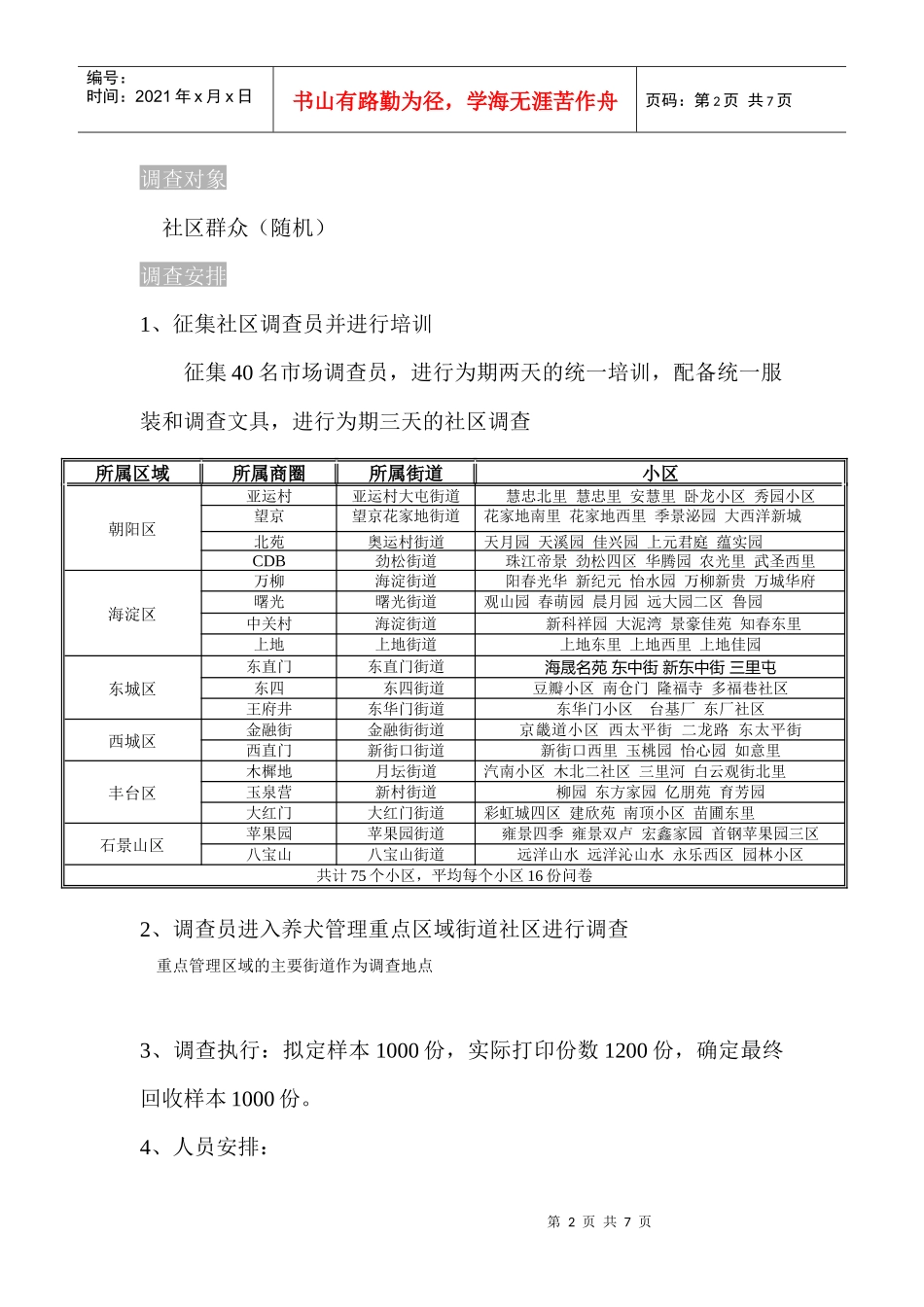 XXXX97北京市养犬管理问题社区问卷调查策划案(修改版)1_第2页