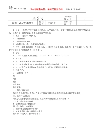 XX公司制成fema管理程序