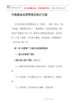 XX平台运营管理方案