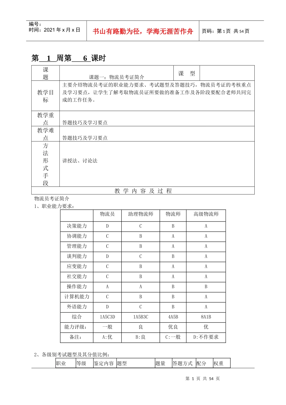 XXXX物流员考证教案_第1页