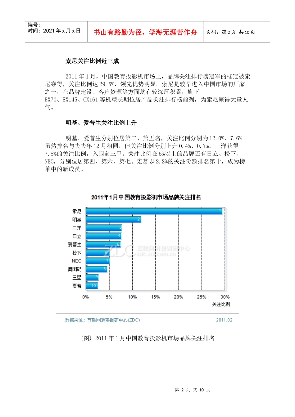 XXXX年1月中国教育投影机市场分析报告_第2页