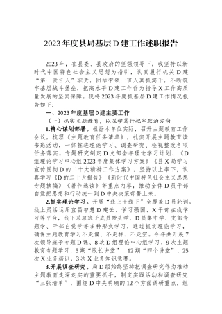 2023年度县局基层党建工作述职报告