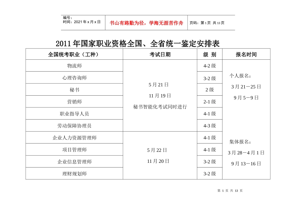 XXXX考证时间表全。。_第1页