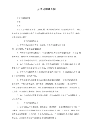 分公司加盟合同