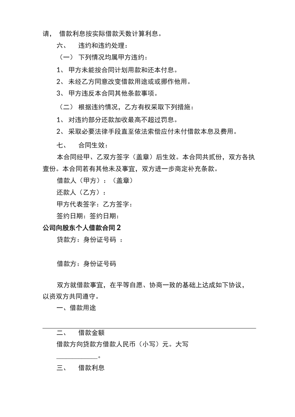 公司向股东个人借款合同范本_第2页