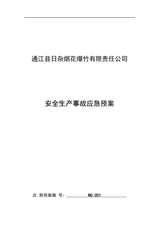 XXXX3日杂公司烟花爆竹应急预案