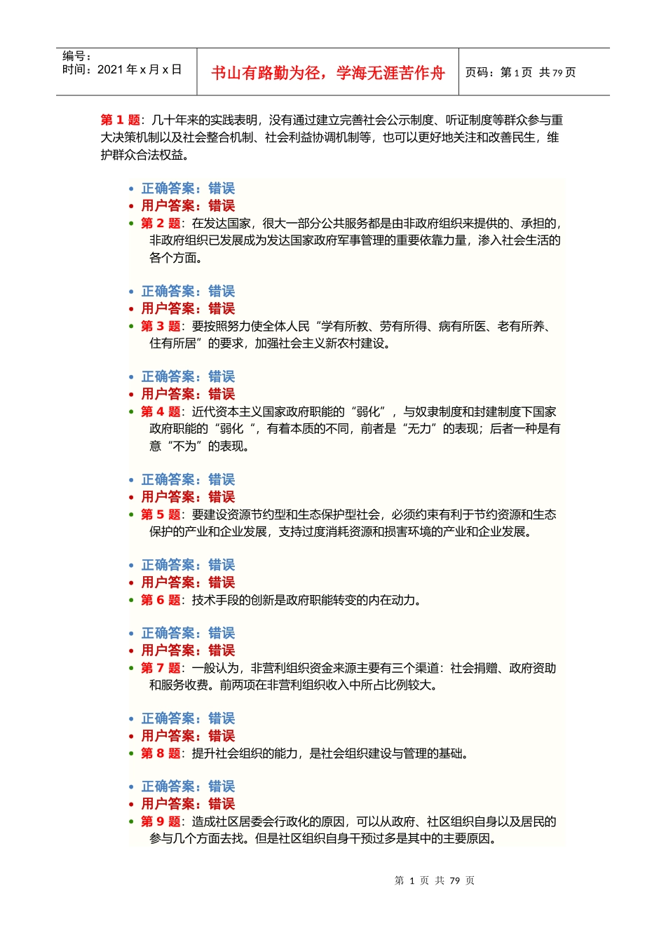 XXXX年加强和创新社会管理网络考试试题及答案(100%)_第1页