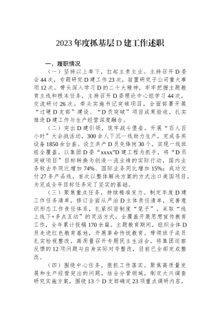 2023年度抓基层党建工作述职