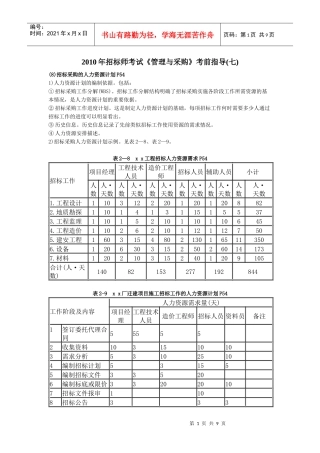 XXXX年招标师考试《管理与采购》考前指导(七)