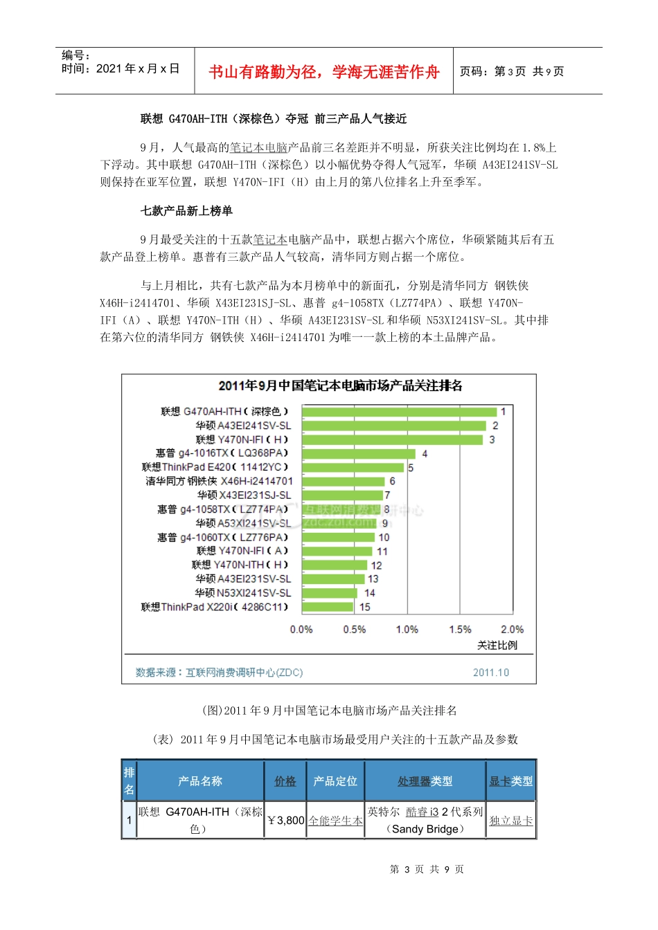 XXXX年9月中国笔记本电脑市场分析报告(1)_第3页