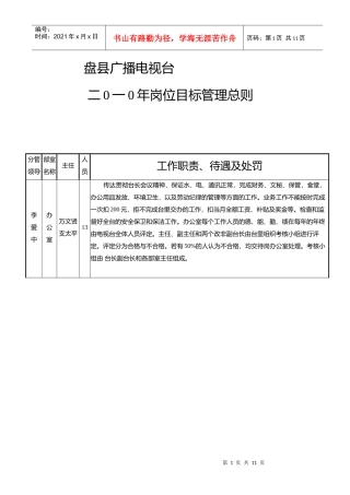 XXXX年岗位目标管理总则