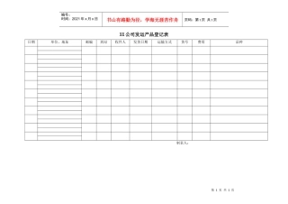XX公司发运产品登记表