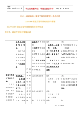 XXXX一级建造师《建设工程项目管理》肖国祥、顾永才总结1