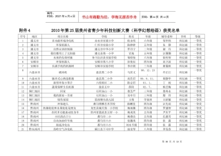 XXXX年第25届贵州省青少年科技创新大赛（科幻画）项目登记