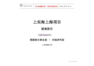 xxxx海上海项目提案报告（案例）