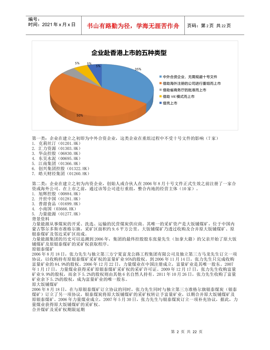 XXXX年大陆企业香港上市资料_第2页