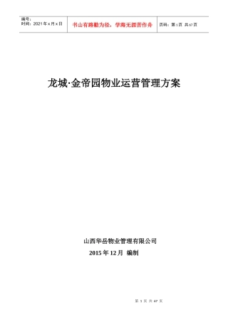 XX公司运营管理方案