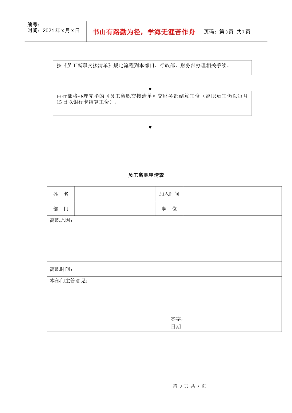 XXX公司员工离职管理流程_第3页