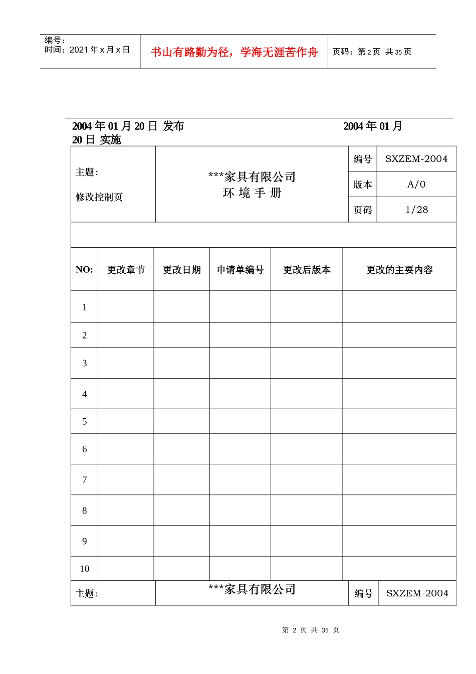 XX家具有限公司环境手册_第2页