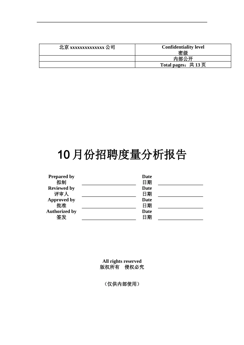 XX公司10月份招聘度量分析报告(doc 14)_第1页