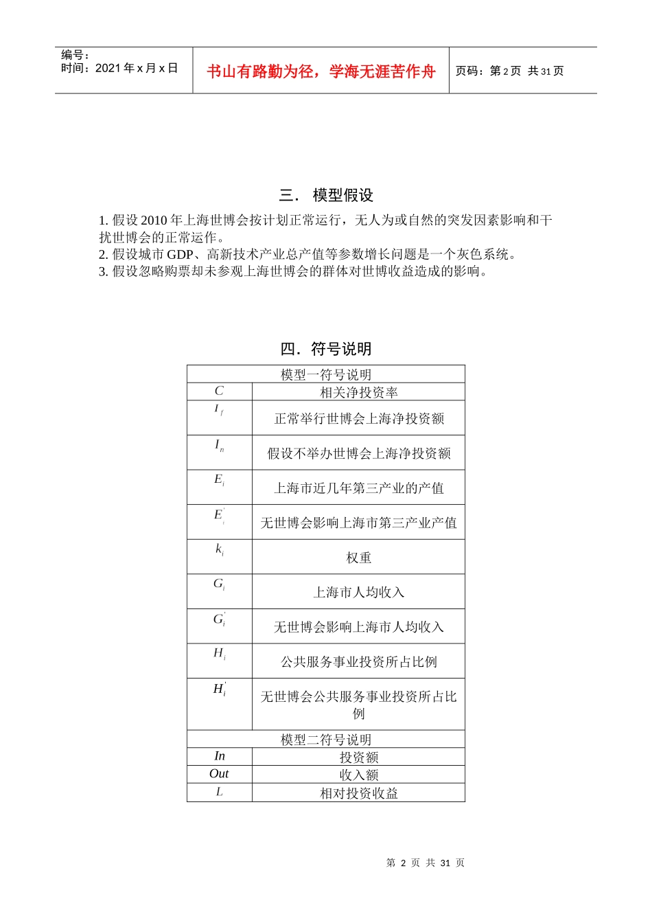 XXXX年上海世博会对上海城市竞争力影响的评估模型_优秀_第3页