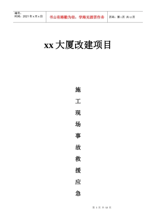 xx大厦改建项目重大安全事故应急处理预案