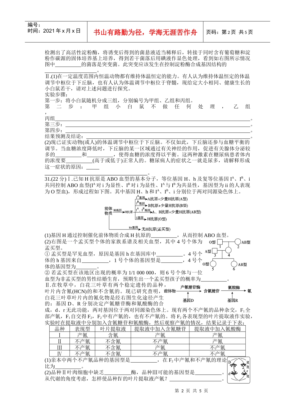 XXXX高中理综名校重组卷7（全解全析word版）_第2页
