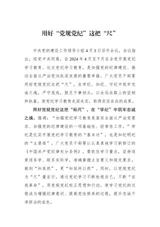 用好“党规党纪”这把“尺”