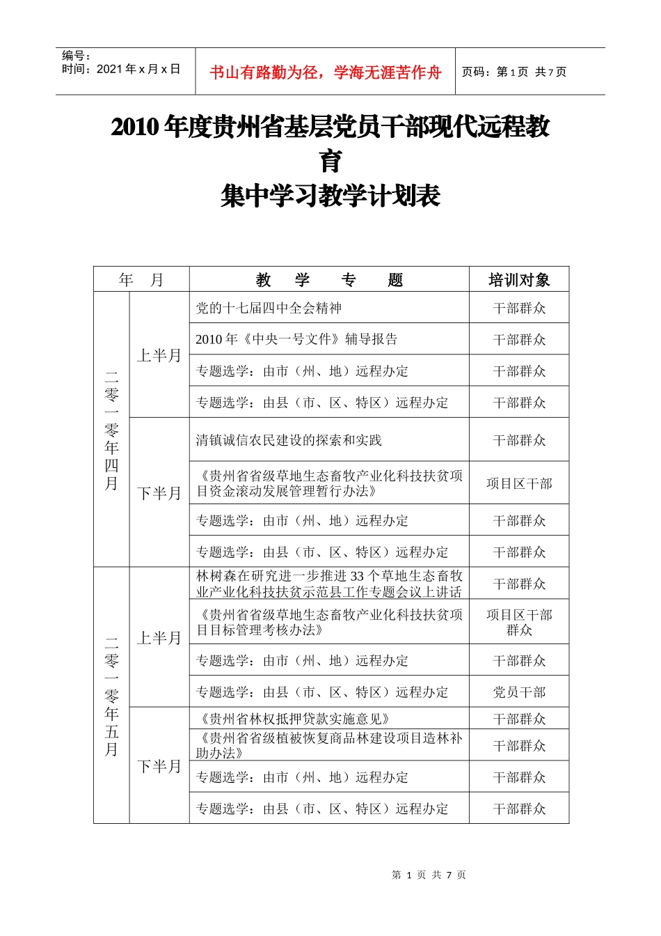 XXXX年度贵州省基层党员干部现代远程教育_第1页