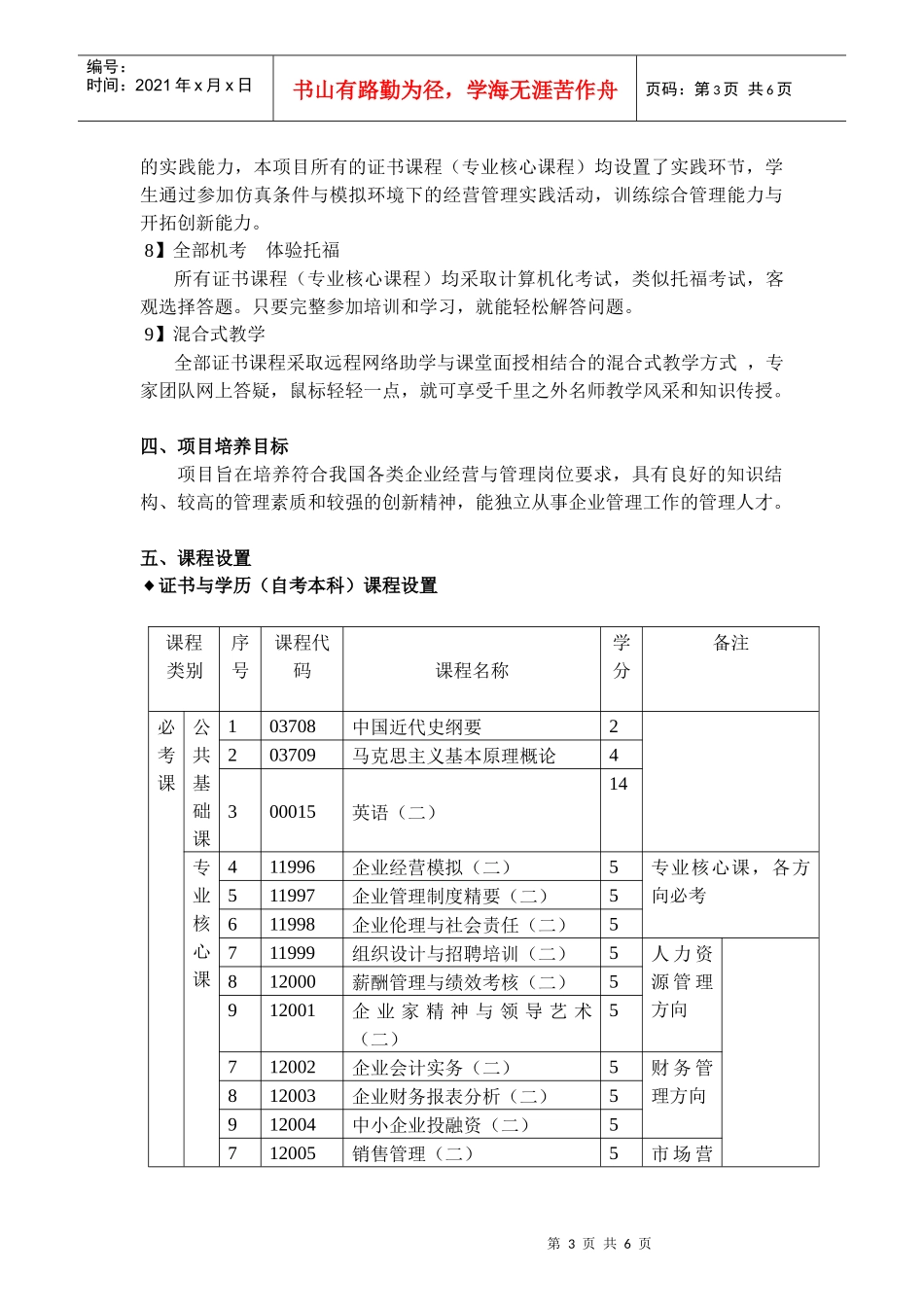 XXXX年中小企业经营管理专业招生简章_第3页