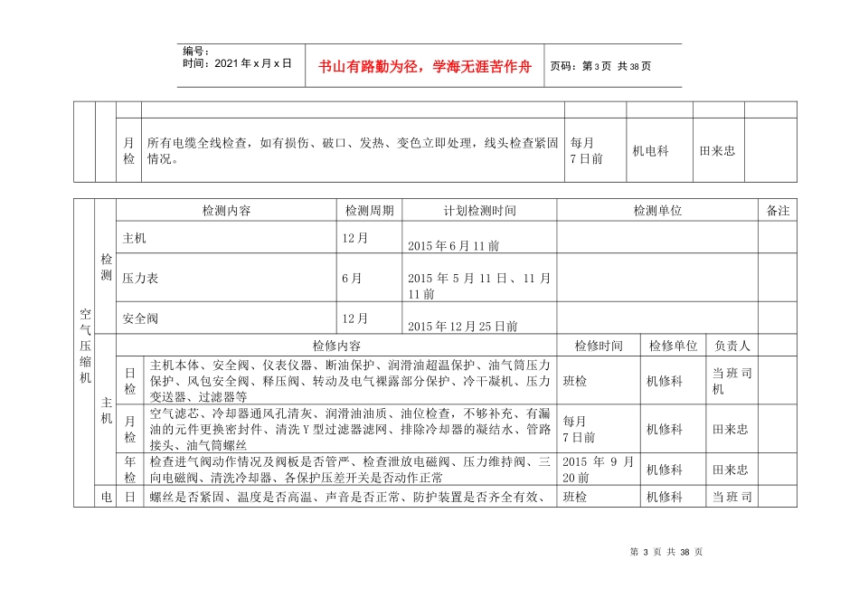 XXXX年度煤矿机电设备检修计划_第3页