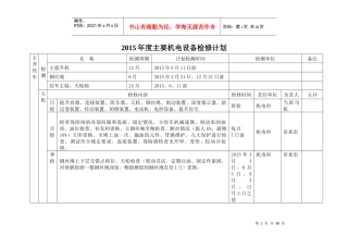 XXXX年度煤矿机电设备检修计划