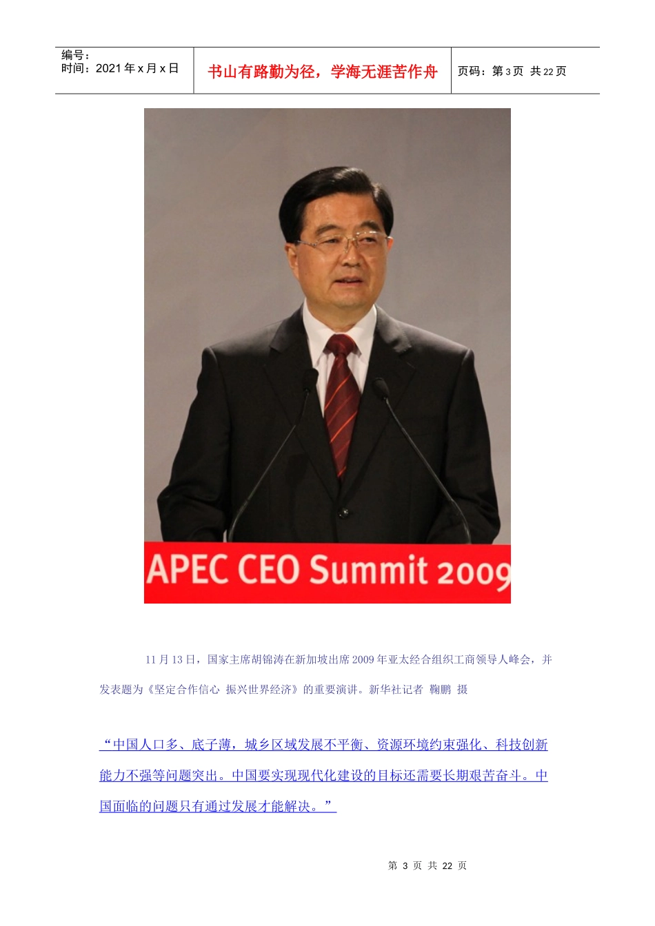 XXXX年中国领导人精彩外交语录_第3页