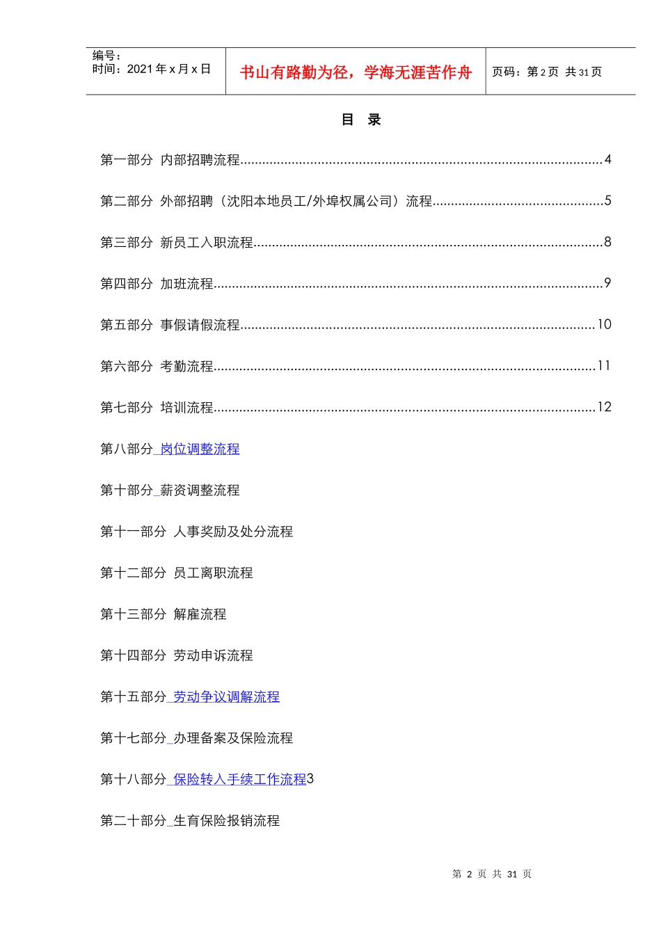 XX公司人力资源管理制度流程图_第2页