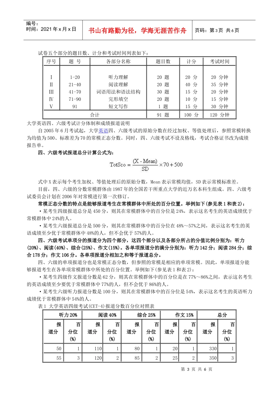 XXXX-学习资料大全：英语四级考试时间安排_第3页
