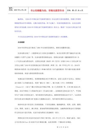 XXXX纪录片发展报告