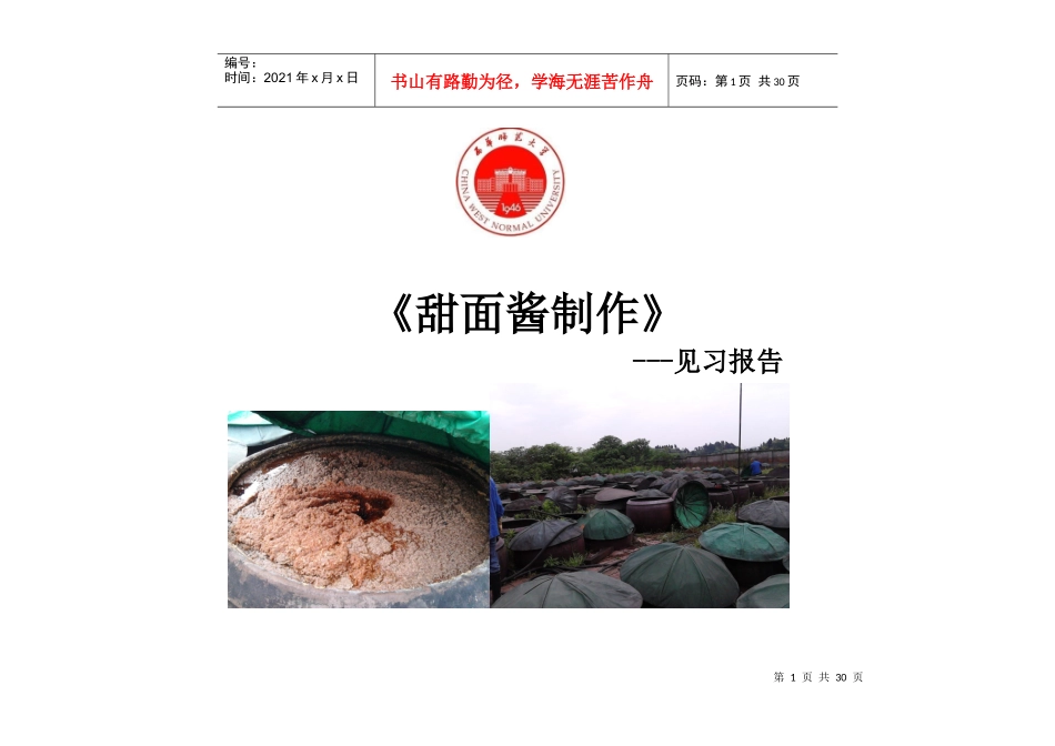 XXXX甜面酱豆瓣酱调查报告_第1页