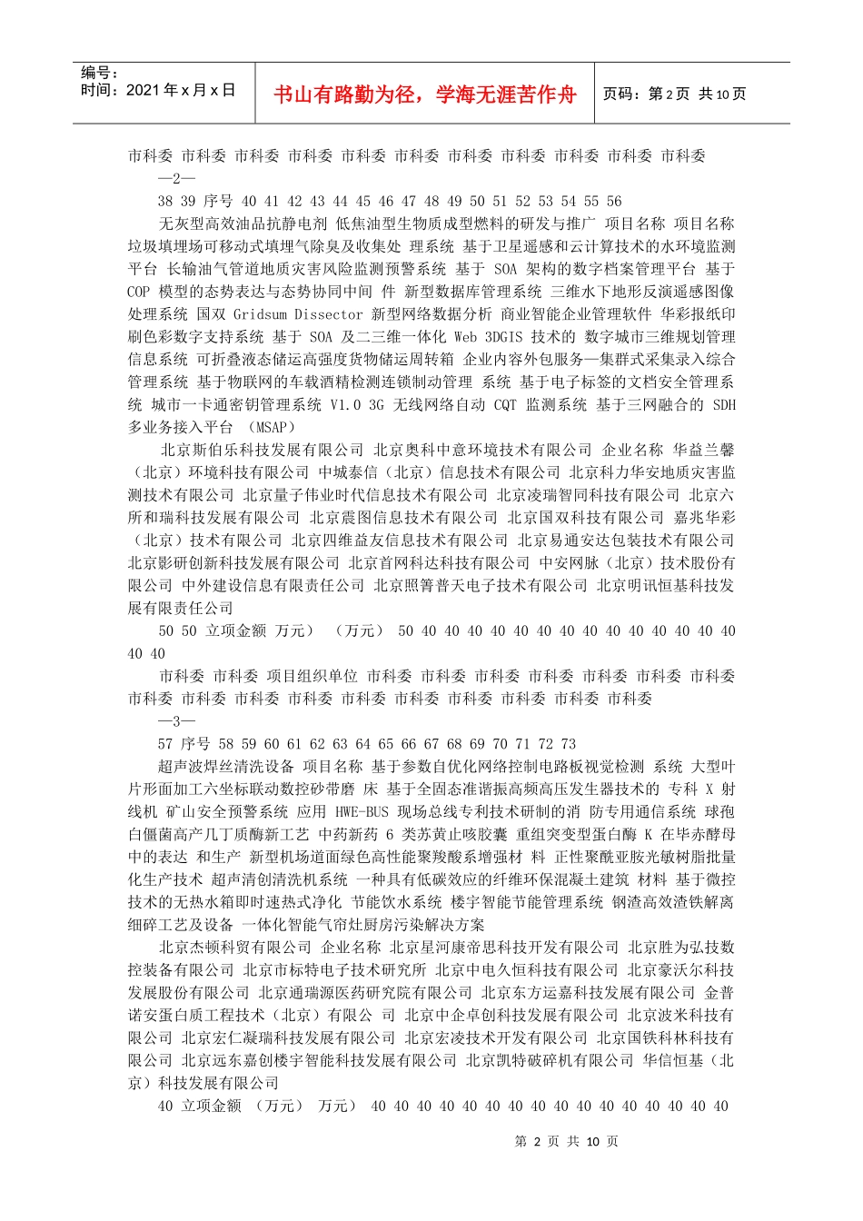 XXXX年度北京市科技型中小企业技术创新资金拟立项项目清单文库_第2页