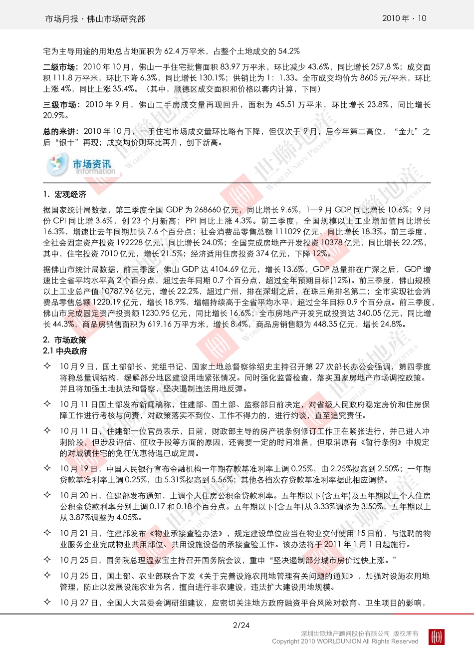 XXXX年10月佛山房地产市场报告_22页_世联_第2页