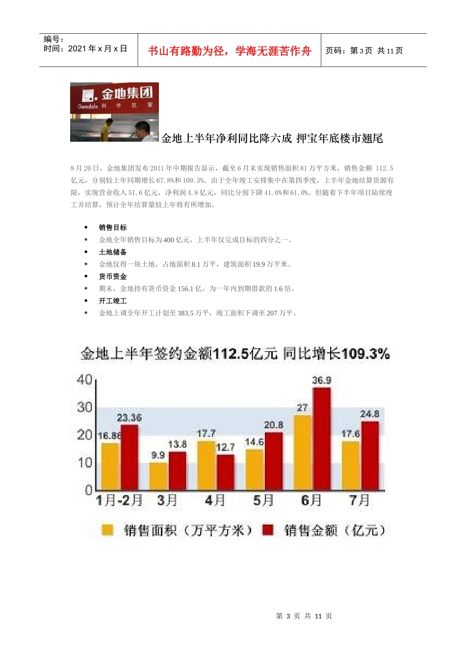 XXXX年各大房企年中业绩报告_第3页