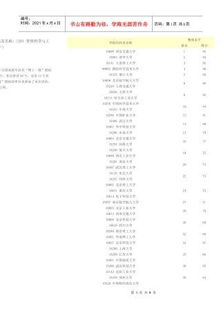 XXXX全国综合性大学管理学排名