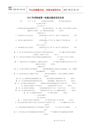 XXXX河南重点项目
