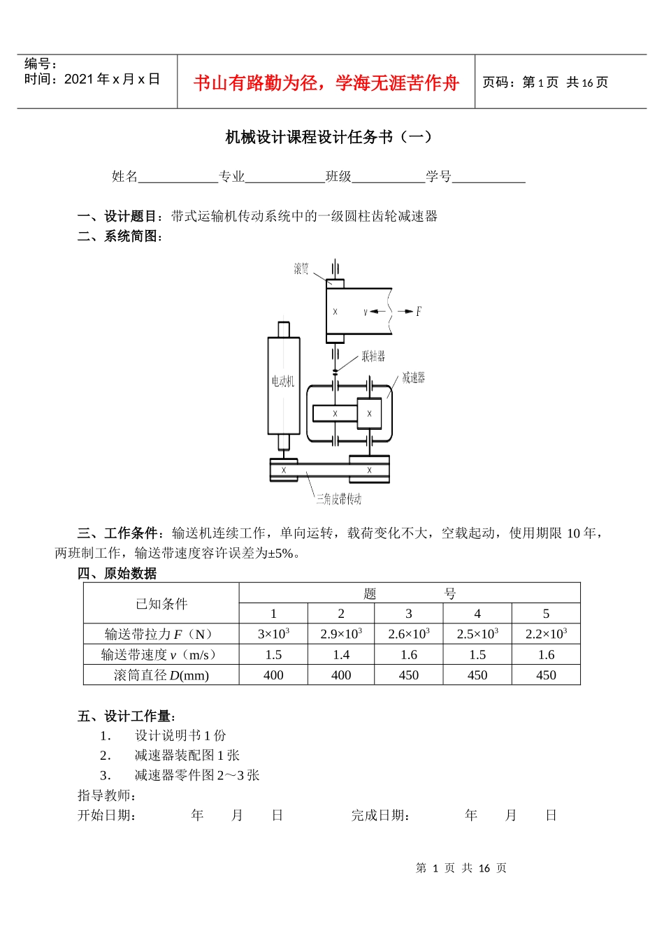 XXXX汽车课程设计任务书_第1页
