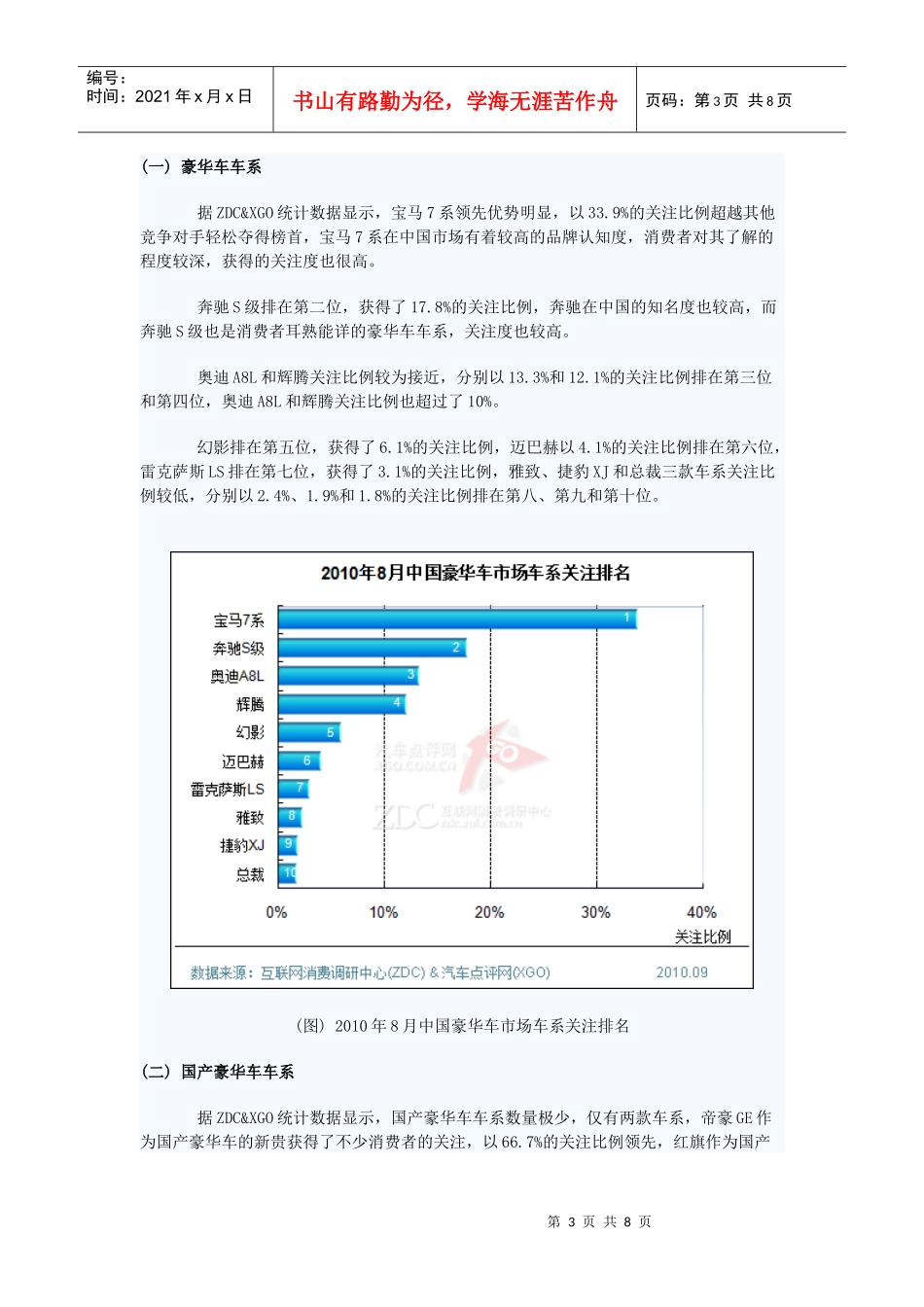 XXXX年8月中国豪华车市场分析报告_第3页