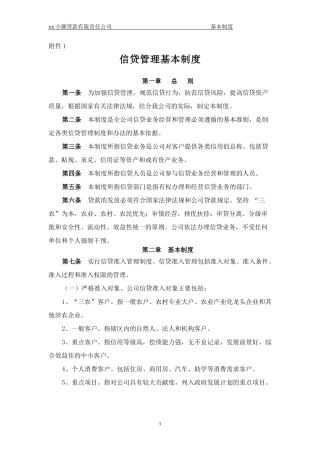 xx小额贷款公司的管理制度-全集